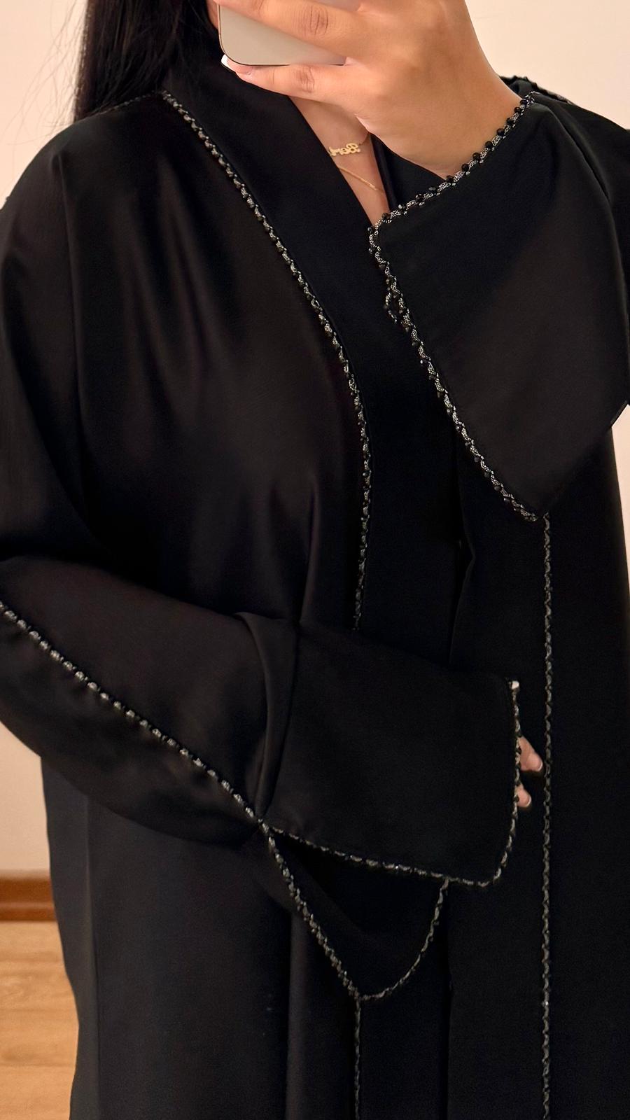 Ithal Doha Koleksiyonu Siyah Taş Detaylı Ferace