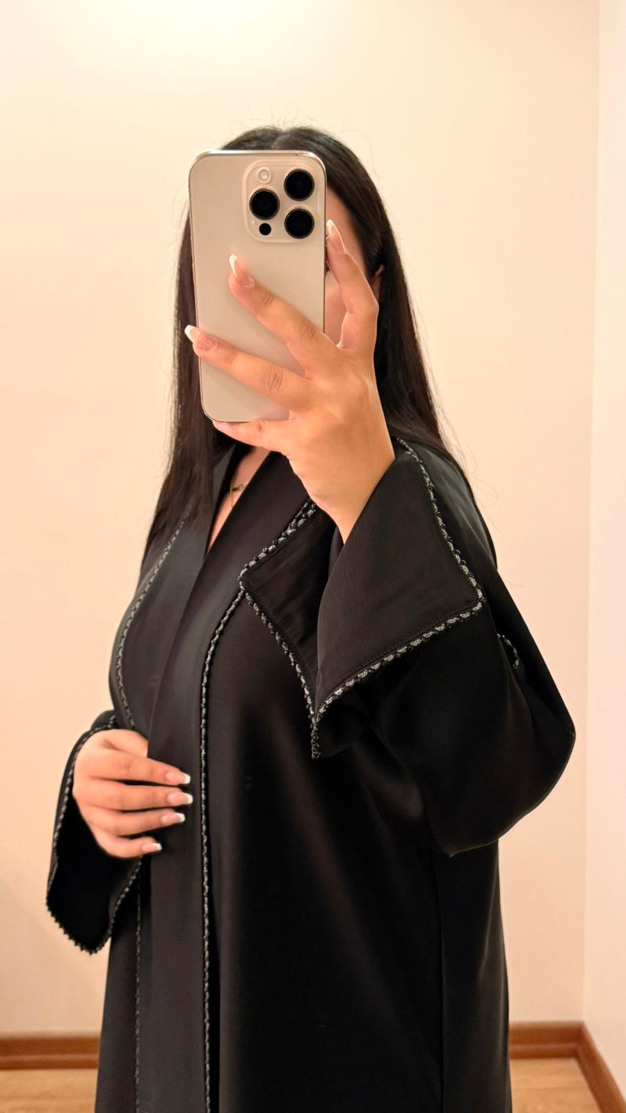 Ithal Doha Koleksiyonu Siyah Taş Detaylı Ferace