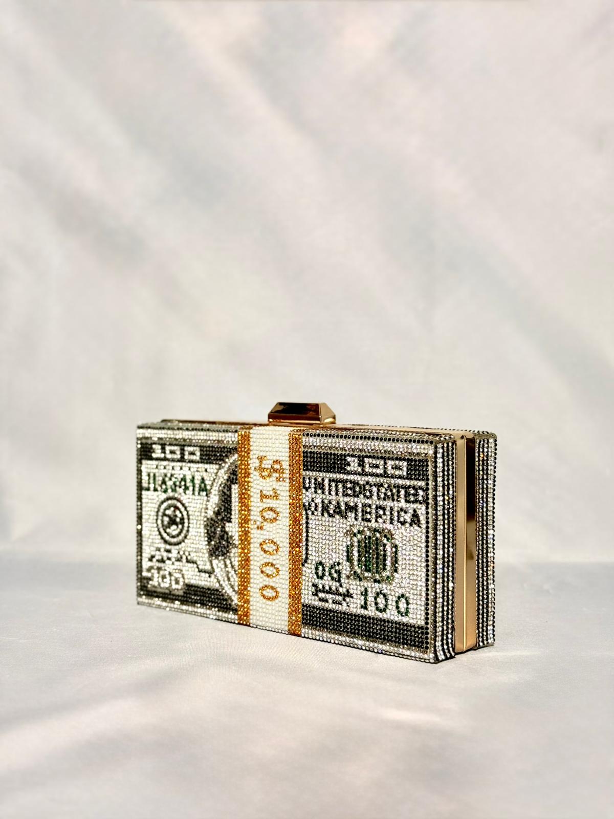 Dolar Desenli Ful Taş Baskılı Ithal Çanta