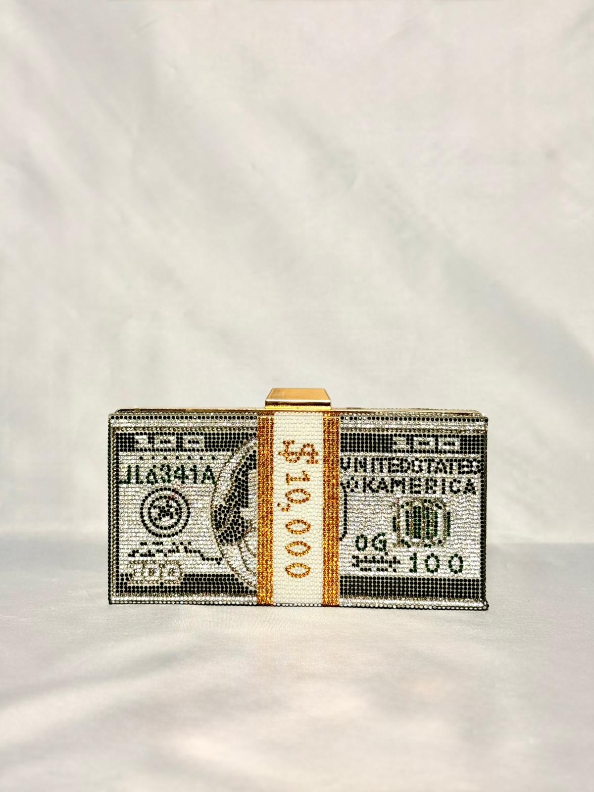 Dolar Desenli Ful Taş Baskılı Ithal Çanta