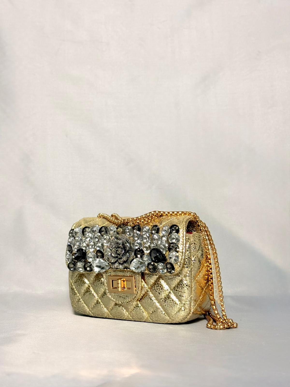 Ithal Gül Detaylı Taşlı Çanta