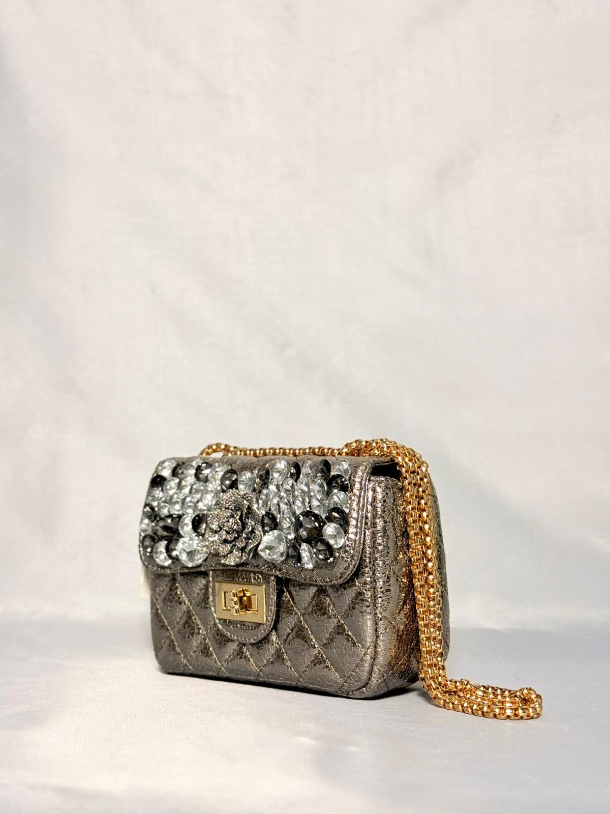 Ithal Gül Detaylı Taşlı Çanta