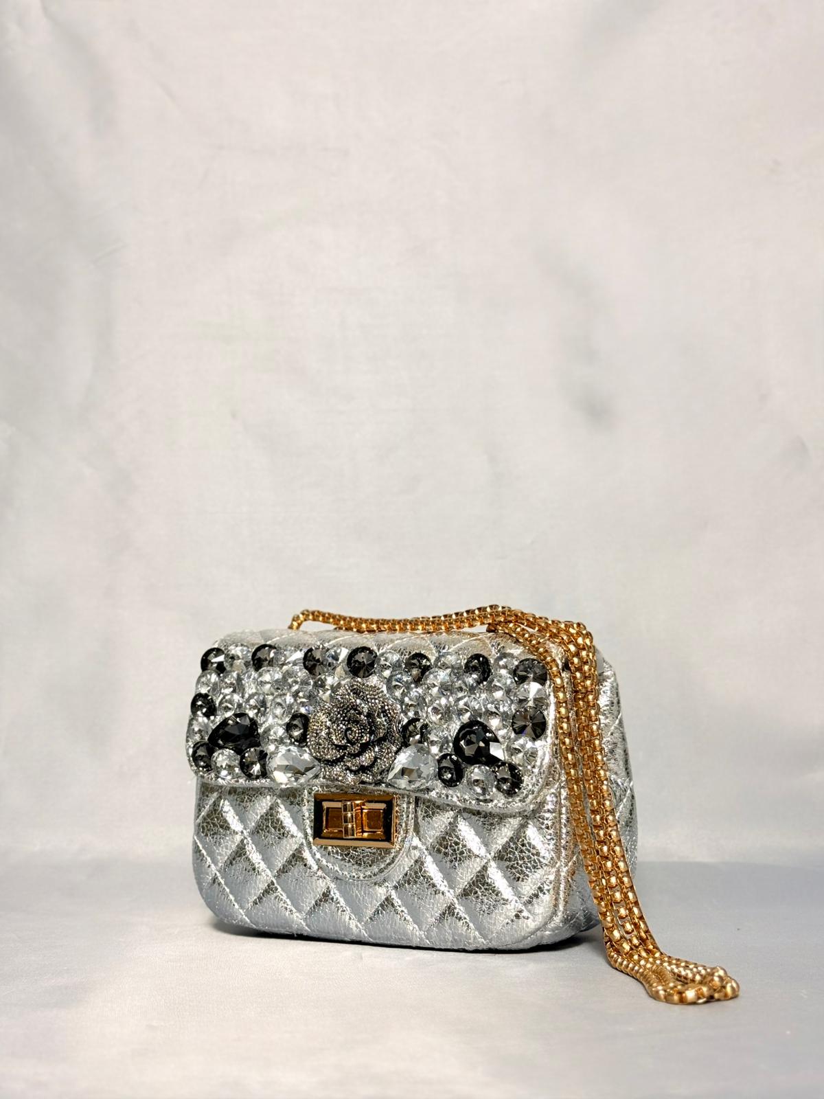 Ithal Gül Detaylı Taşlı Çanta