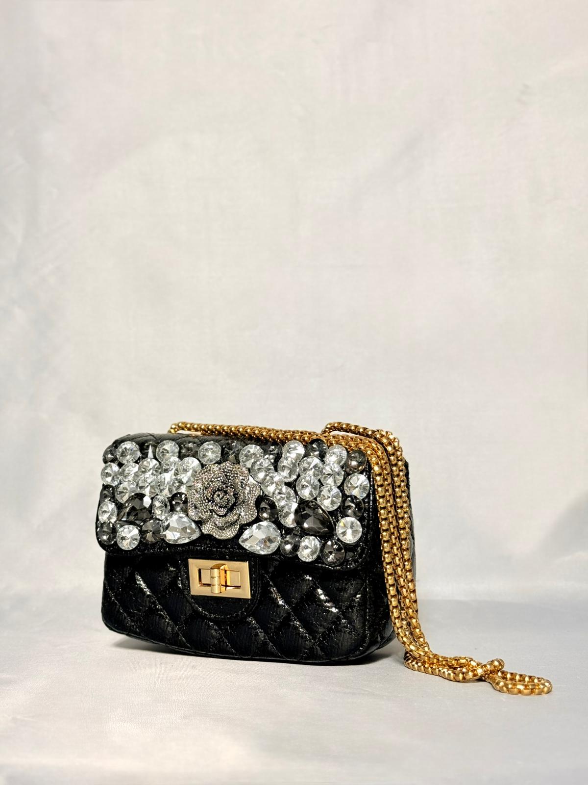 Ithal Gül Detaylı Taşlı Çanta