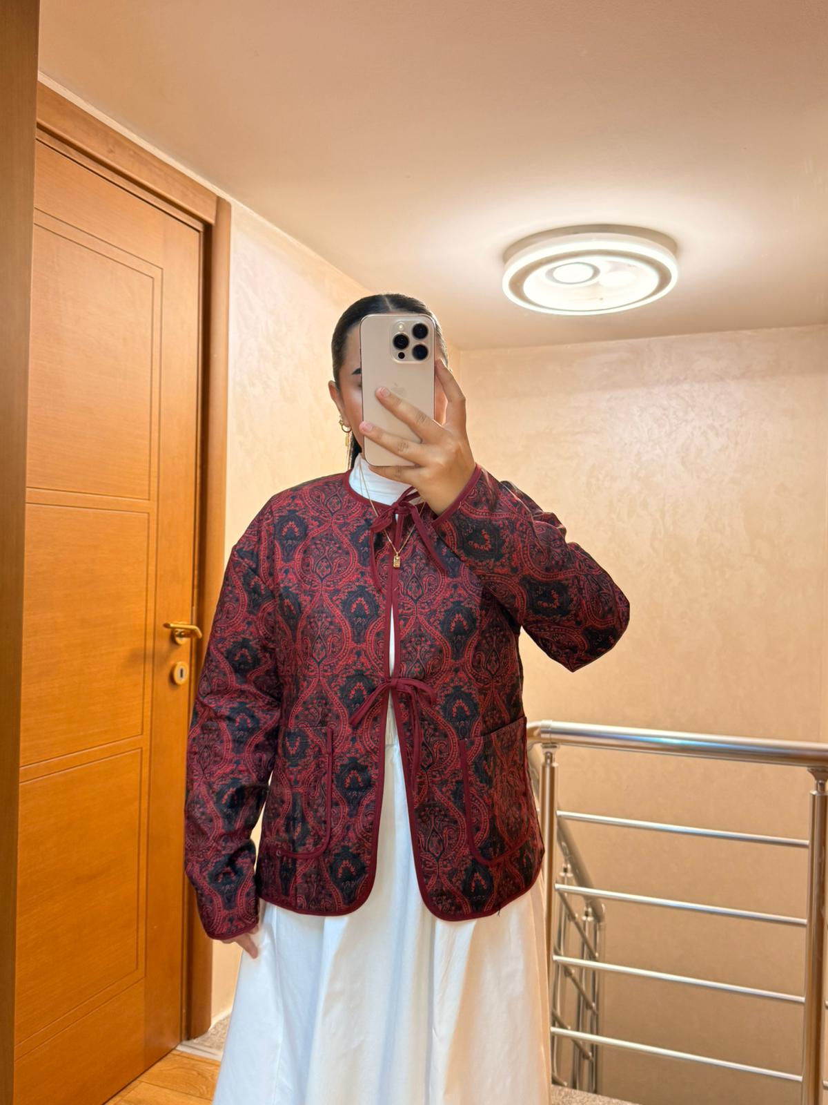 Kapitone Ceket Bordo