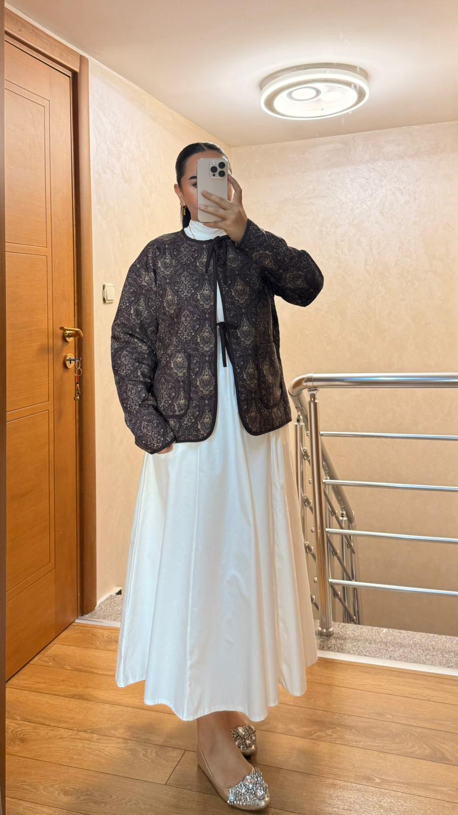 Kapitone Ceket Acı Kahve