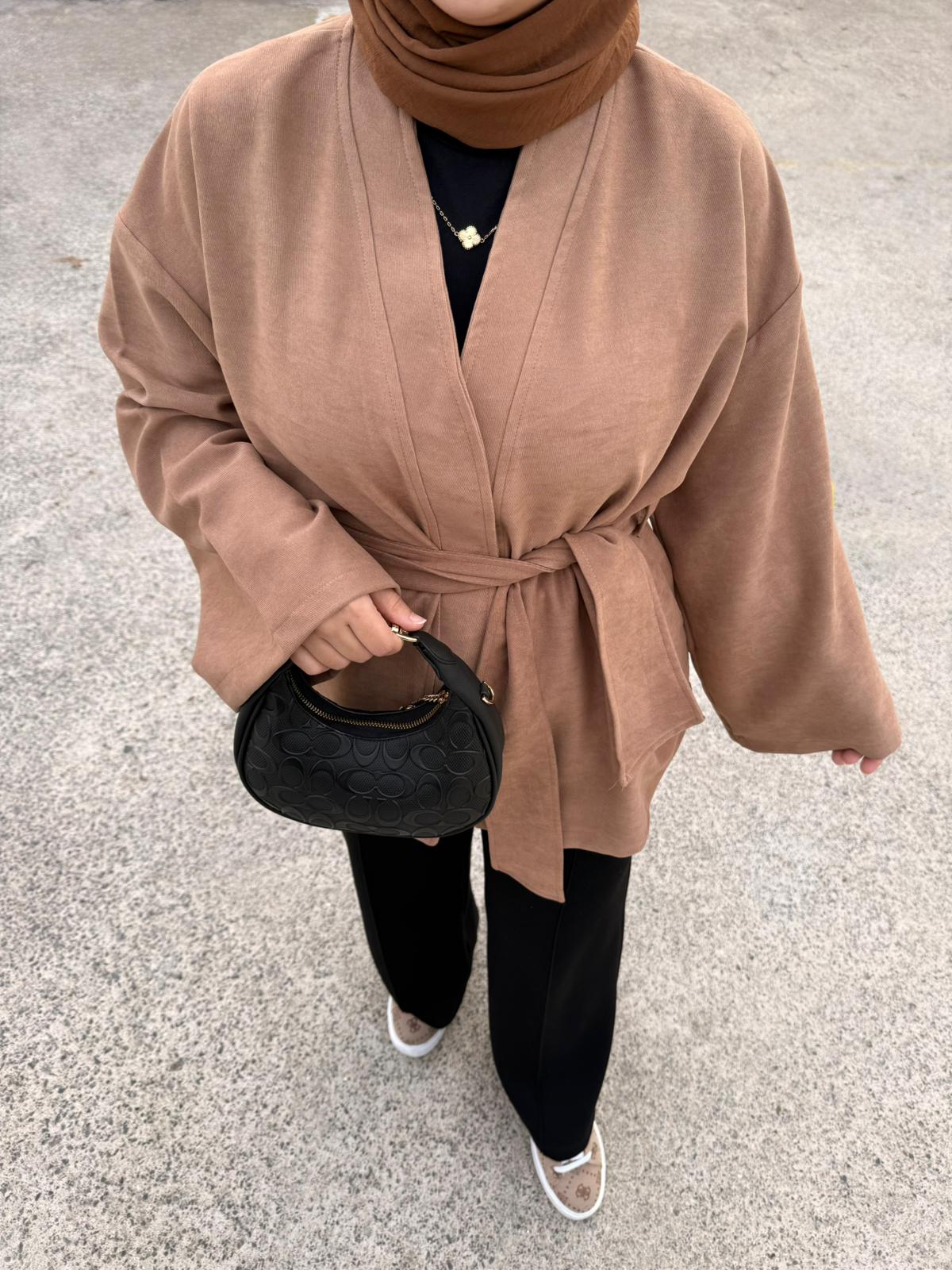 Soft Süet Kadife Dokulu Kimano