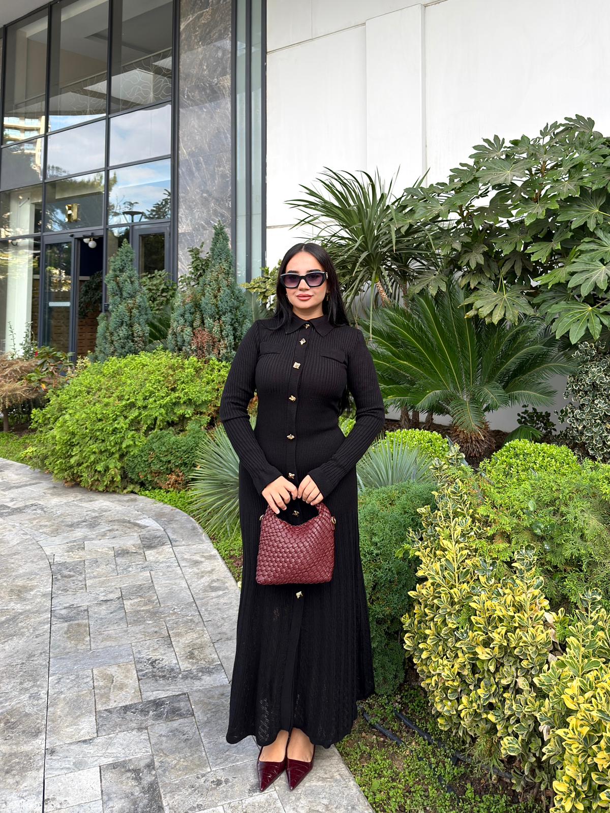 Noir Premium Triko Elbise Siyah