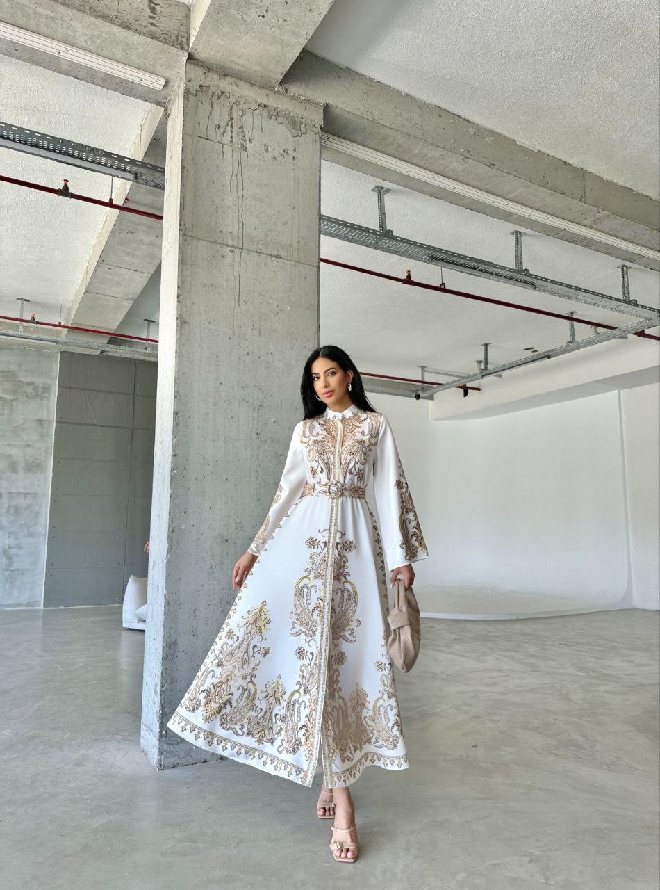 İthal Babel Elbise Beyaz