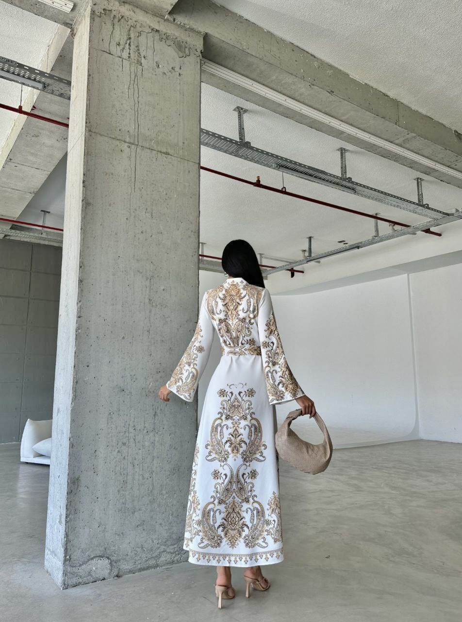 İthal Babel Elbise Beyaz