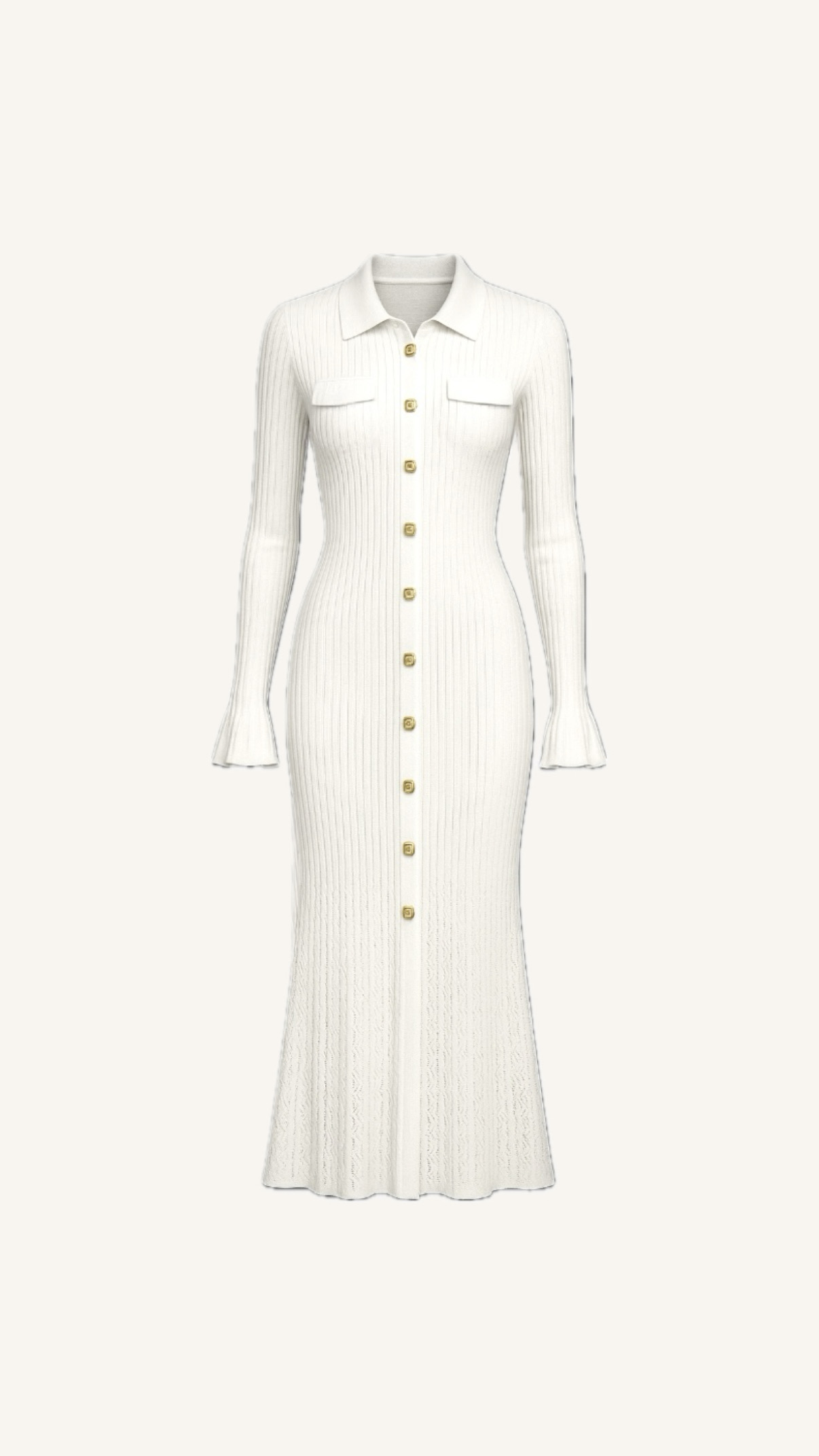 Noir Premium Triko Elbise Beyaz